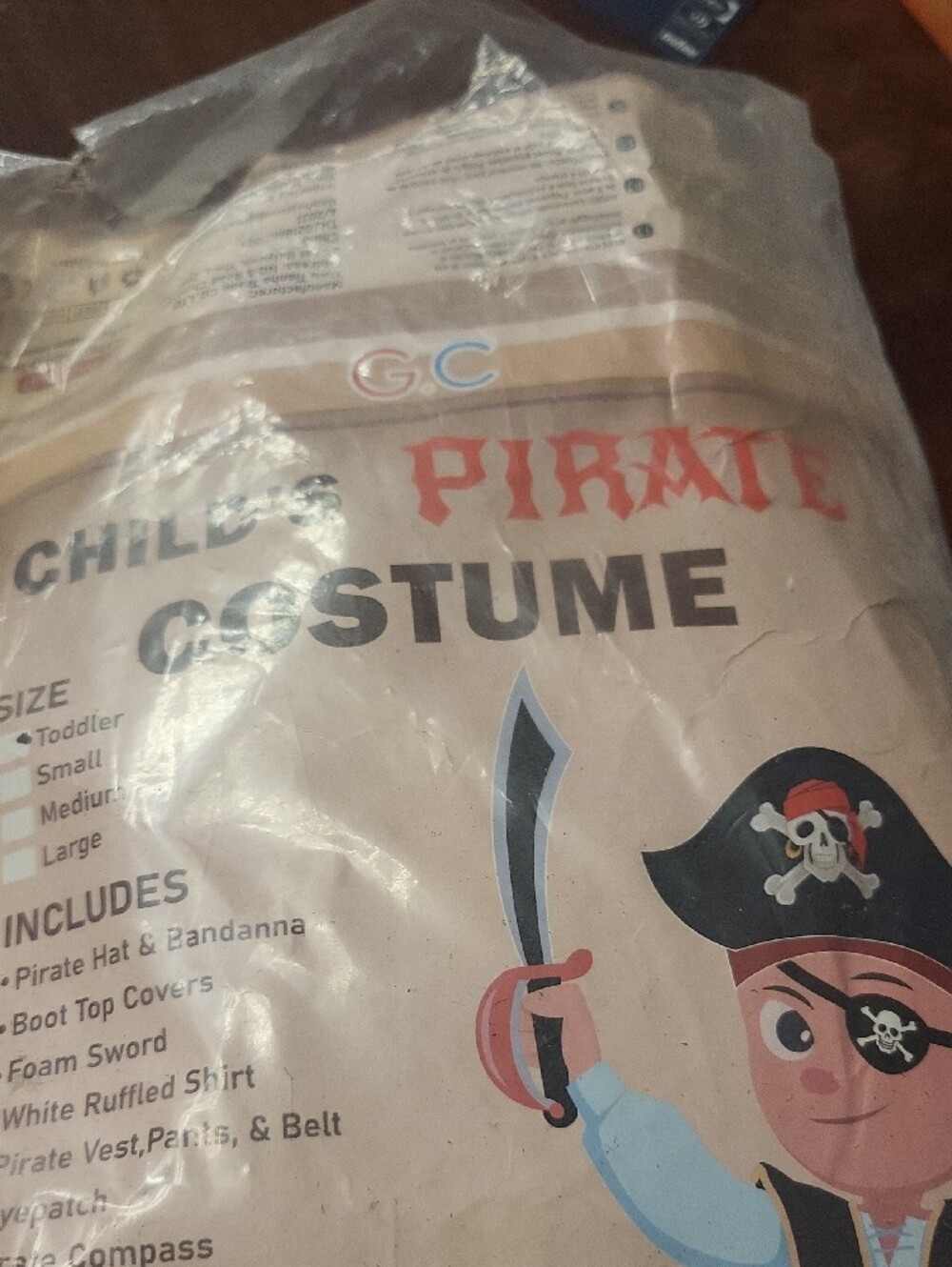 Kids Pirate Costume - Black and Red - Picture 2 of 9